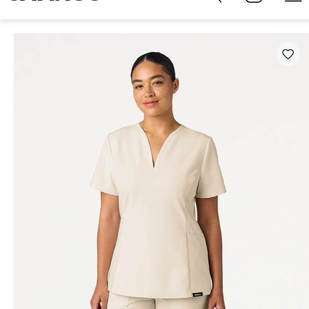 Jaanuu Women's Cream Birch V-Neck Medical Tunic Scrub